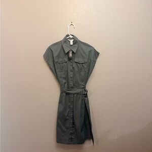 White House Black Market Charcoal Utility Shirt Dress